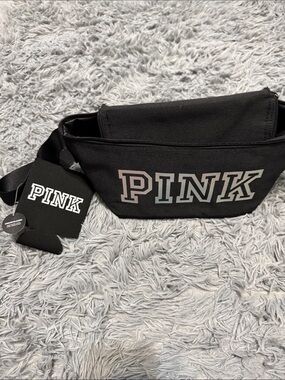 PINK Victoria's Secret Black cooler with coozie